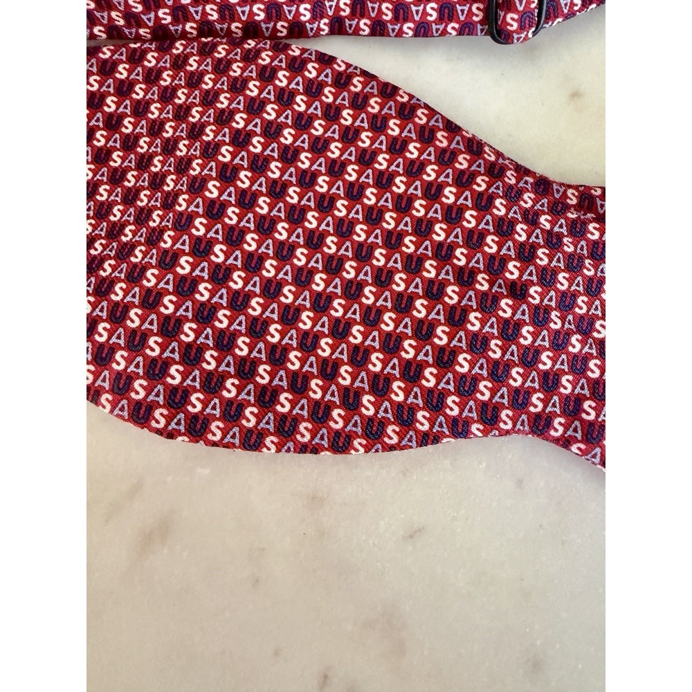Vineyard Vines Bow Tie Mens Red USA Print 100% Silk Made in USA - Picture 5 of 5
